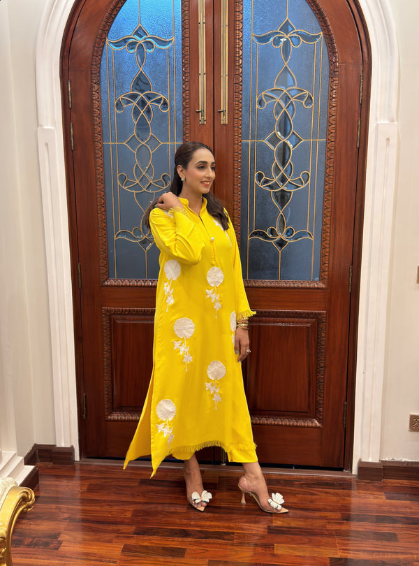 Yellow Flower embroidered set (pay-now)