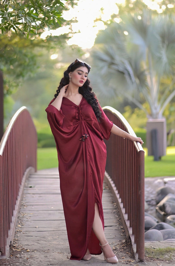 velvet silk kaftan Maroon