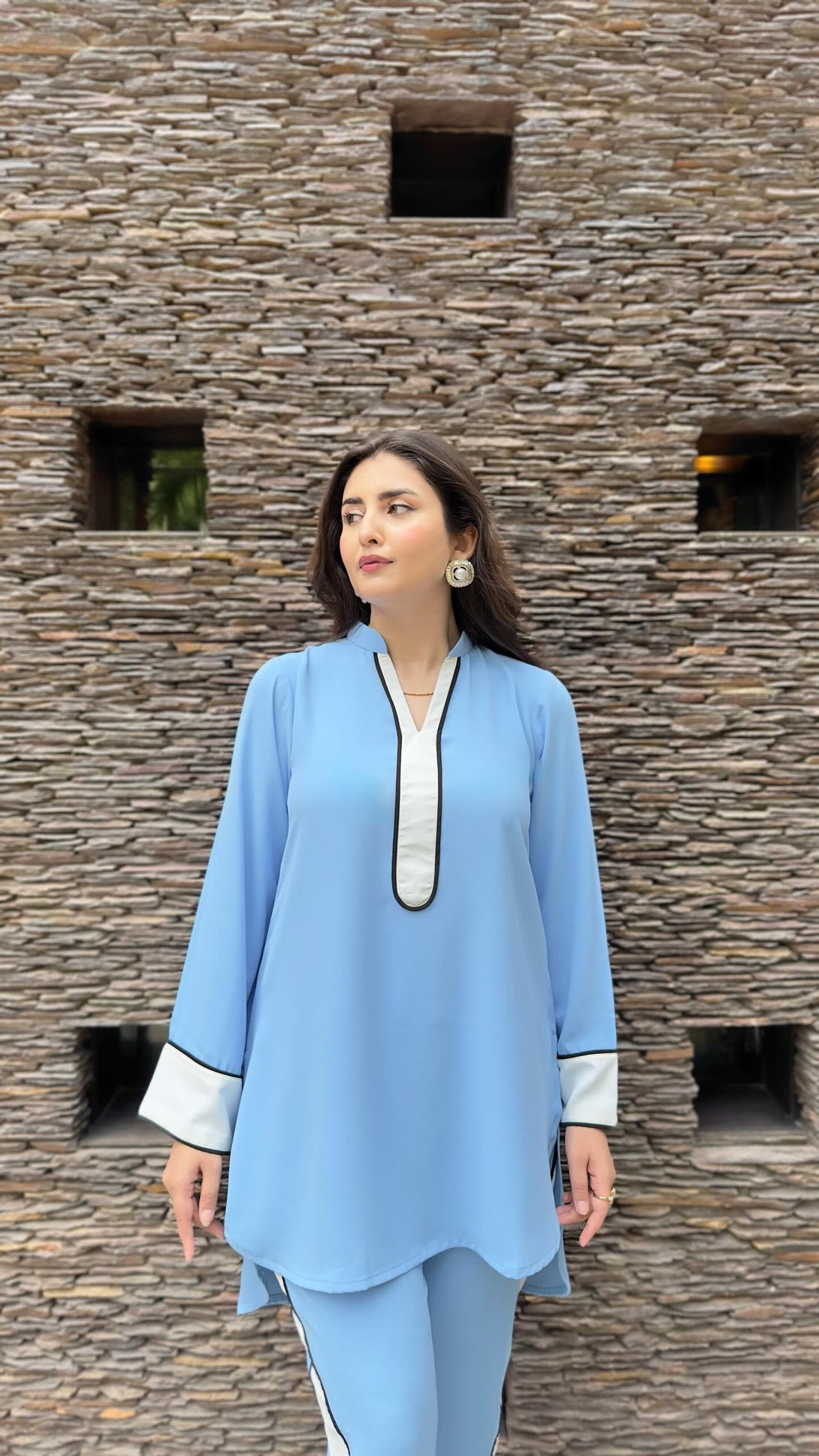 Ice blue Co-ord set Momina Ammar