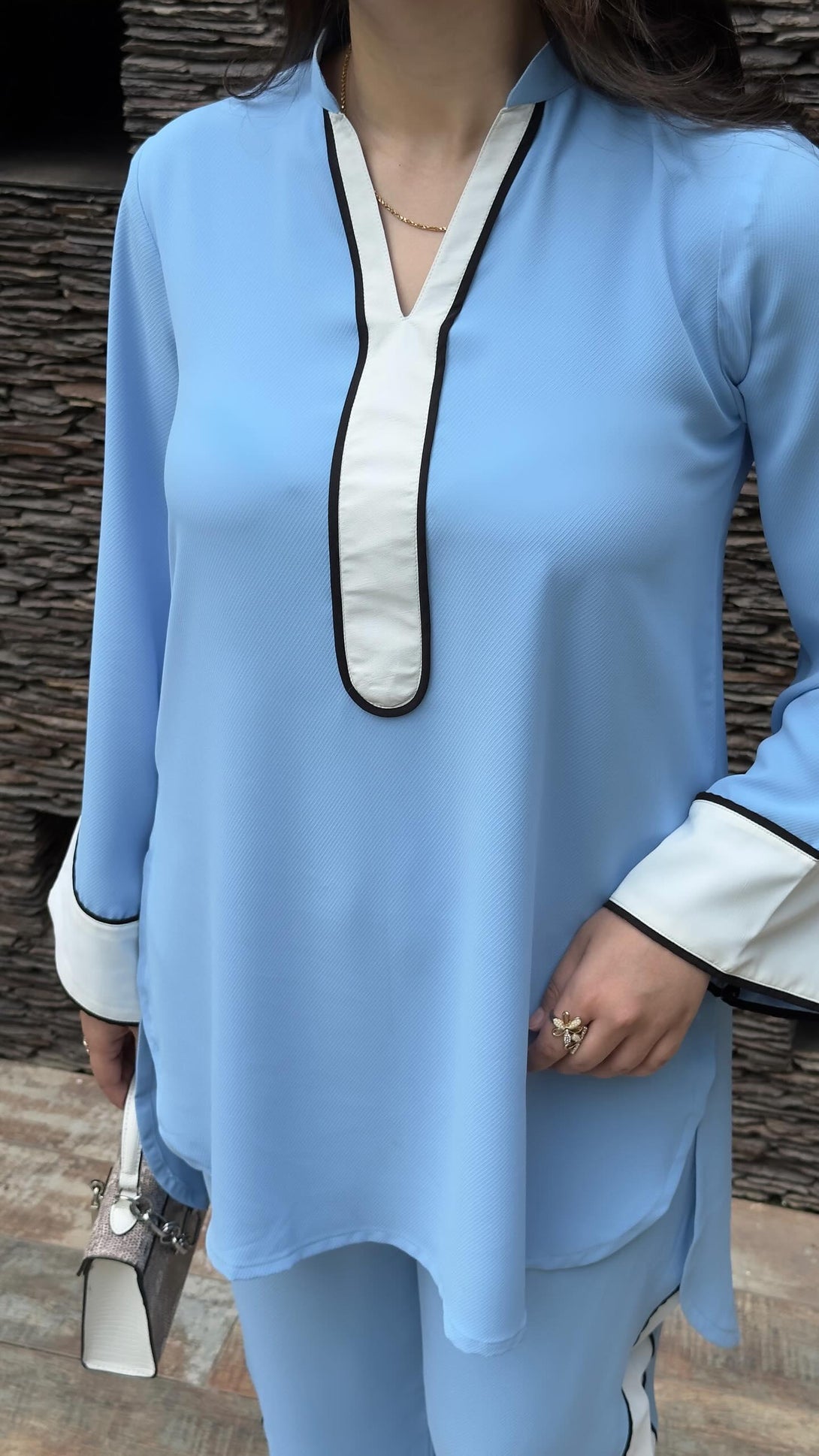 Ice blue Co-ord set Momina Ammar